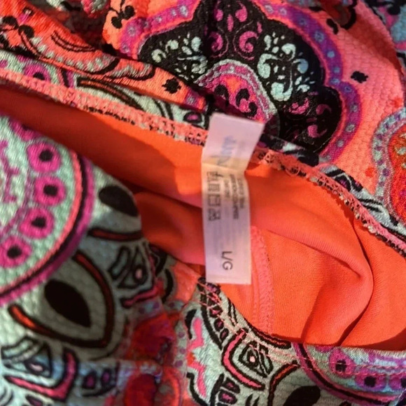 Aqua tropical patterned one  piece swimsuit Sz L - Picture 5 of 9